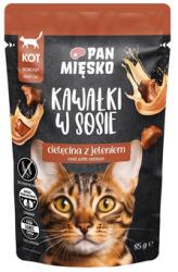 Pan Mięsko PAN MIĘSKO Darabok szószban - borjúhús szarvassal, nedves eledel macskák számára 85 g