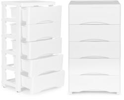 Homelux 5 sertare cu raft extensibil cu picioare cu roți alb (PJJCBS0024-05B)