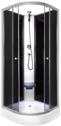 Kerra Evora Black 90 hátfalas zuhanykabin zuhanytálcával, 90x90x205 cm (EVORABL90) - geminiduo