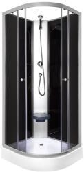 Kerra Evora Black 90 hátfalas zuhanykabin zuhanytálcával, 90x90x205 cm (EVORABL90) - leziter