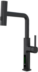 Welland FH-3138E mosogató csaptelep - többfunkciós fej - vízhőfok kijelző (fekete)
