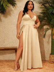 Shein KC41211 Shein Szatén Ruha Maxi Vállpántos Slicc (49) 48