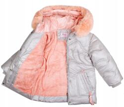 F-26 Téli kabát szőrmével meleg rózsaszín szürke szárnyakkal 12 158 (YF-21318B)