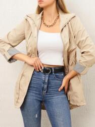 Shein LC97207 Shein Parka Kabát Bézs Cipzárral (49) XL