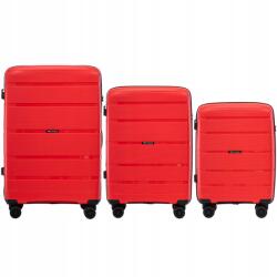 Wings 3 Db-os Polipropilén Bőrönd Szett 4 Kerékkel, Tsa zárral (HWF02-3KPL-RED)