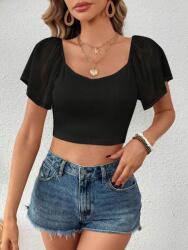 Shein LC63312 Shein Fekete Bordázott Felső (49) S