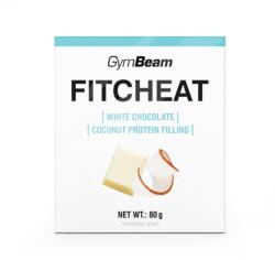 GymBeam Ciocolată proteică Fitcheat 80 g ciocolată albă și cocos