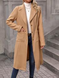 Shein HC42113 Shein Klasszikus Bézs Kabát Gombos Zsebek (49) XL