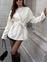 Shein HC62211 Shein Rövid Kabát Ekrü Csíkkal (49) S