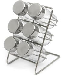 Styldekor Fűszertartó Szett 7DB-OS, Állvánnyal, Ezüst