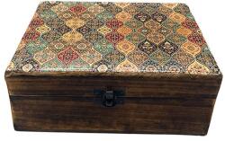  Fa Doboz - Mozaikos fényes zománc tetővel 20x15x7, 5cm