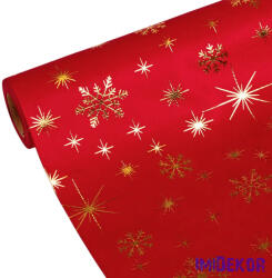  Karácsonyi bársony dekorációs anyag, asztali futó, 28cm x 2.7m - Piros