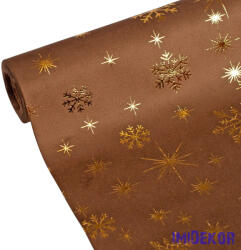  Karácsonyi bársony dekorációs anyag, asztali futó, 28cm x 2.7m - Barna