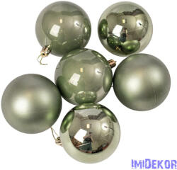  Karácsonyi gömb szett 6 db-os 8cm - Világoszöld