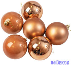  Karácsonyi gömb szett 6 db-os 8cm - Világosbarna