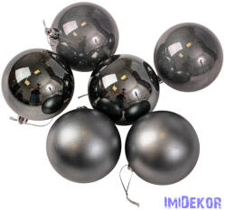  Karácsonyi gömb szett 6 db-os 8cm - Grafit