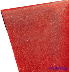  Metál vászon dekorációs anyag, asztali futó, 28cm x 5m - Piros