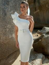 Shein KC13205 Adyce Ruha MIDI Elegáns Egyvállas Fodros Öv (49) S