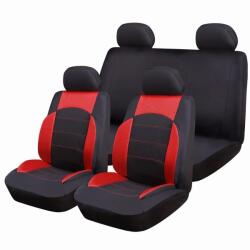 Ro Group Set Huse Scaune Auto pentru Dacia Sandero - RoGroup Sport Line Rosu, cu fermoare pentru bancheta rabatabila, 9 bucati