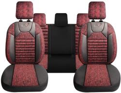 Panda Set Huse Scaune Auto Panda Kas, material textil cu piele ecologica, cu fermoare pentru bancheta rabatabila, visiniu cu negru, 11 piese