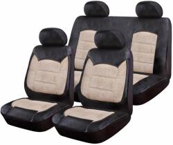 Ro Group Huse Scaune Auto Luxury Negru Crem, cu fermoare pentru bancheta rabatabila, 9 bucati