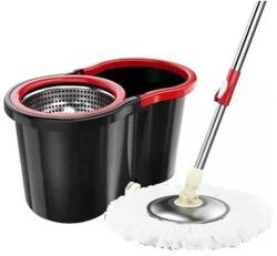 Cyrax felmosókészlet vödörrel, műanyag és mikroszálas anyagból, tartós, leeresztő dugóval, kivehető tállal, beltéri használatra, 8 l űrtartalom, fekete/piros (125241)