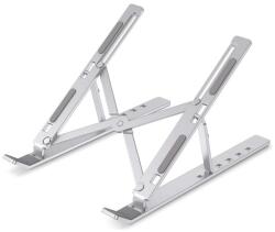 NEXTLY laptop/táblagép állvány íróasztalhoz, állítható magasságú - 6 dőlésszög, összecsukható, univerzális kompatibilitás 15-45cm, karcolásgátló, csúszásgátló, alumínium, ezüst (suportlapt)