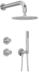 Deante Falba süllyesztett csaptelep, Deante Silia Hexa zuhanyszett+fejzuhany szálcsiszolt acél NHS_F9YK - mozaikkeramia
