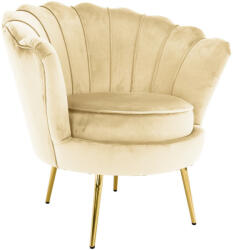  Art-deco stílusú fotel, bézs Velvet szövet/gold arany króm, NOBLEO