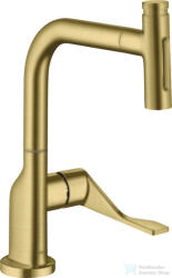 Hansgrohe AXOR CITTERIO Select 230 egykaros mosogató csaptelep kihúzható zuhanyfejjel, 2 jet, szálcsiszolt sárgaréz 39863950 (39863950)