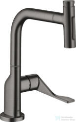 Hansgrohe AXOR CITTERIO Select 230 egykaros mosogató csaptelep kihúzható zuhanyfejjel, 2 jet, szálcsiszolt fekete króm 39863340 (39863340)