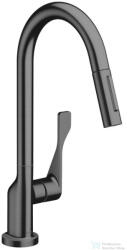 Hansgrohe AXOR CITTERIO Ecosmart kihúzható fejes mosogató csaptelep 250 2 jet, szálcsiszolt fekete króm 39832340 (39832340)
