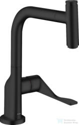 Hansgrohe AXOR CITTERIO Select egykaros konyhai csaptelep kihúzható zuhanyfejjel, matt fekete 39861670 (39861670)