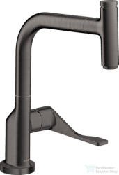 Hansgrohe AXOR CITTERIO Select egykaros konyhai csaptelep kihúzható zuhanyfejjel, szálcsiszolt fekete króm 39861340 (39861340)