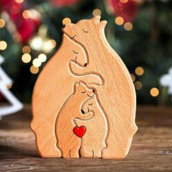 CE Fa szobor Puzzle Medve család, amely a családi kötelékeket szimbolizálja (X001V7VJDL)
