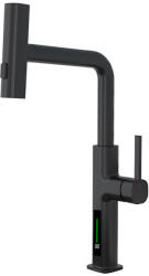 Welland FH-3138E mosogató csaptelep - többfunkciós fej - vízhőfok kijelző (fekete) (FH-3138E)
