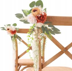  Virágok mesterséges esküvői dekoráció esküvői szék narancssárga-fehér 8db (X001TB4SU5)