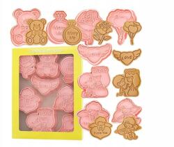  Valentin napi kekszformák 3D műanyag kekszbélyegzők 8 db (X001HQRO0D)
