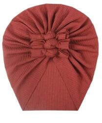 SuperBaby Caciulita caramizie tip turban cu trei fundite