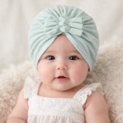 SuperBaby Caciulita bleu tip turban cu trei fundite