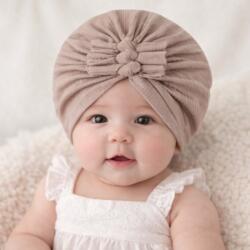 SuperBaby Caciulita crem tip turban cu trei fundite