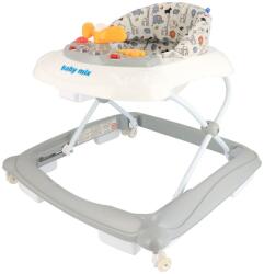 Baby Mix Cărucior pentru copii Baby Mix cu volan şi roţi de silicon gri