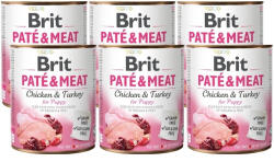 Brit BRIT PÁSZTÉTOM ÉS HÚSOS CSIRKÉS ÉS PÚLYKÁS KÖLYKÖKNEK 6x800g