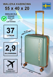  Cavalet VIKEN kis kézipoggyász bőrönd, zöld