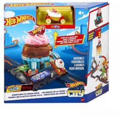 Mattel Hot Wheels City: Alap pályaszettek - Belvárosi autós fagyizó játékszett (HDR24-HTN77) (HTN77)