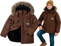 F-26 Téli kabát barna szőrme parka meleg pehely szintetikus meleg 12 146/152 (YF-2051A2)