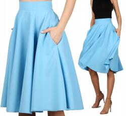  S Zsebek Kék térd alá érő midi szoknya szétnyitható kék kör (0101023615)