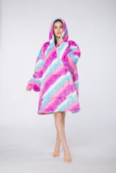  Patura cu maneci si gluga, imitatie de miel AURORA colorata Patura