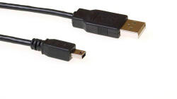 ACT USB 2.0 cable, A - 5 pin Mini B 5.0m USB kábel 5 M USB A Mini-USB B Fekete (SB2415)