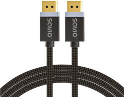 SAVIO DisplayPort cable 2 m Black CL-166 Fekete (CL-166)